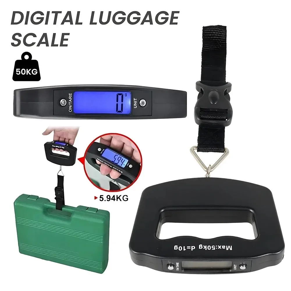 balance portable avec écran lcd numérique, 110lb/50kg, crochet de suspension pour bagages électroniques, valise de voyage, sac à bagages, outils d'équilibre du poids