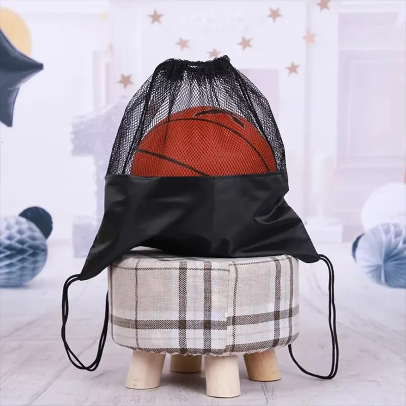 sac de basket-ball à double bandoulière avec cordon de serrage, sac de rangement multifonctionnel pour ballons de football pour étudiants, sac en maille, pompe à ballon de basket