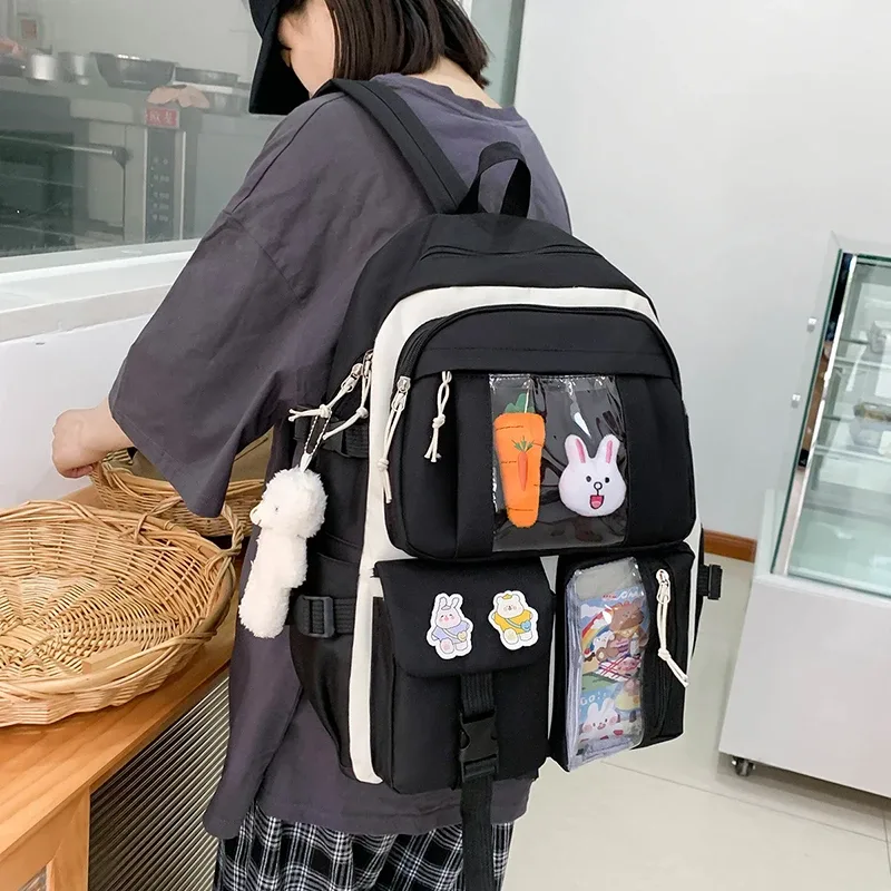 sac à dos d'école kawaii pour enfants, cartable pour femme, sacs d'école pour adolescentes, ensembles de 4 pièces, 138