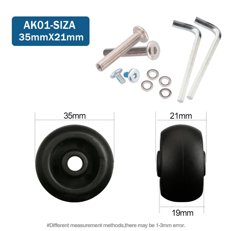 roues de rechange pour valise à bagages, axes od 36-50mm, noir de luxe avec vis, adaptées à une roulette pivotante de valise de 18 à 26 pouces