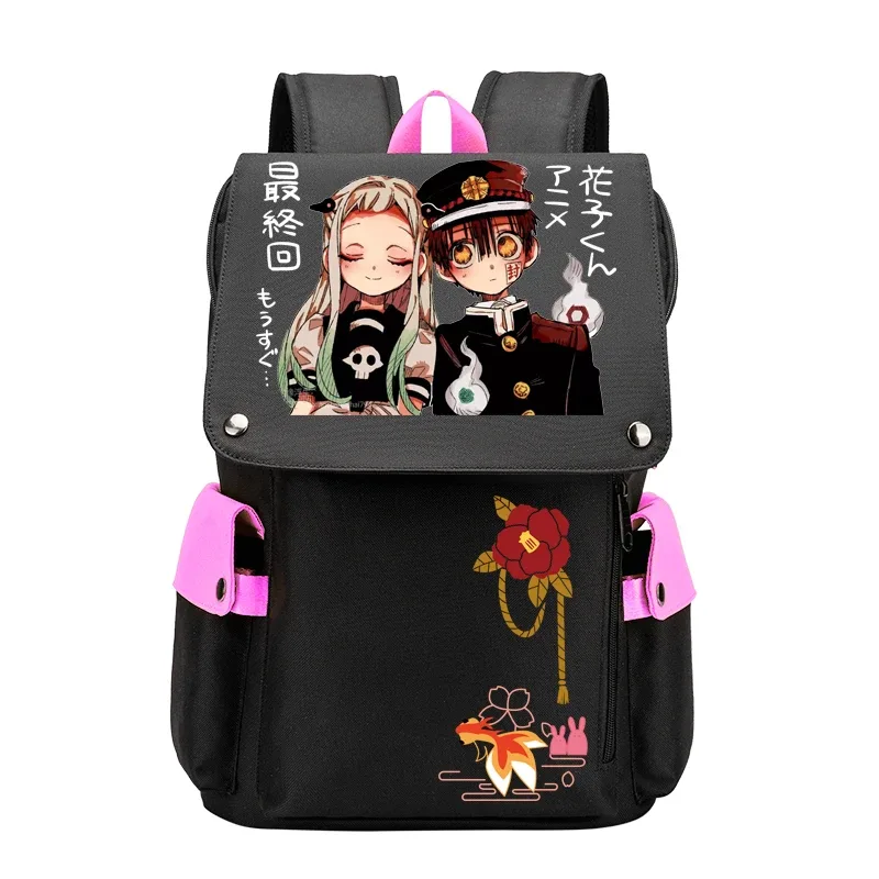 hanako-kun – grand sac à dos de voyage pour garçons et adolescents, cartable d'école animé avec chargeur usb, oxford, pour ordinateur portable