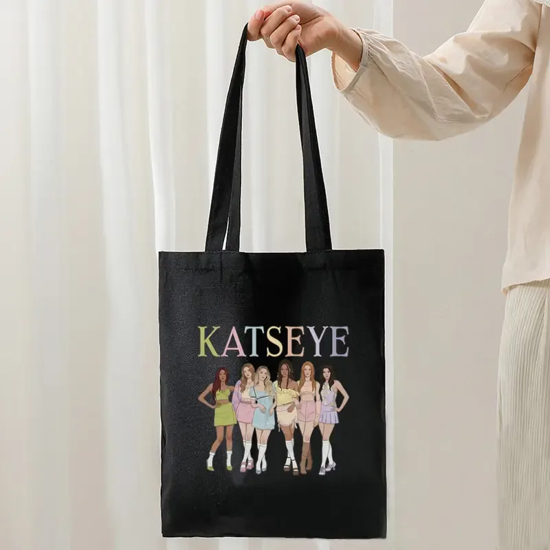 sac fourre-tout grande capacité katseye world tour pour femmes, sacs de voyage multifonctionnels, sacs de shopping tendance, cadeaux pour fans kpop version q