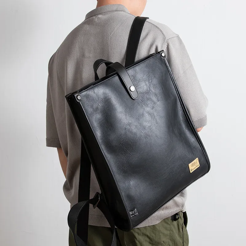 sacs en cuir pour ordinateur portable pour hommes, sacs à dos d'affaires, sac de voyage rétro masculin, sacs d'école à la mode