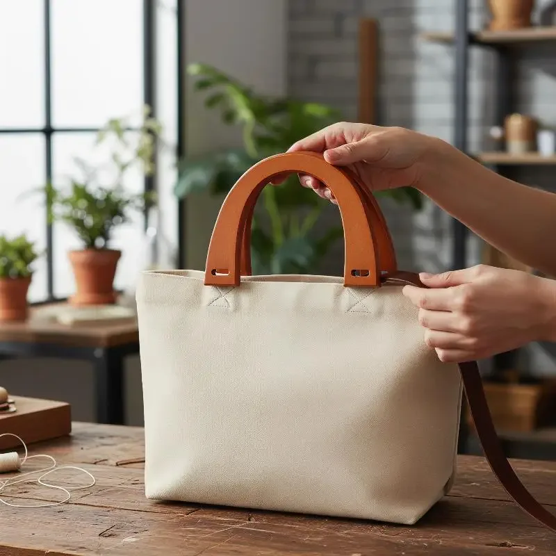 1 pièce poignée de sac en bois en forme de u, décorative, accessoire classique pour sacs diy, outil de remplacement pour sacs à main au crochet et sacs fourre-tout