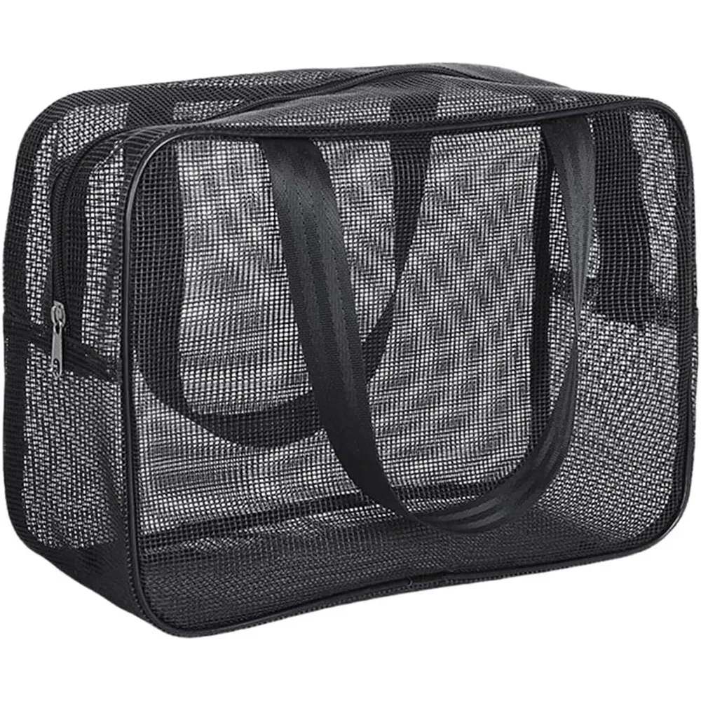 sac de bain portable en maille, pochette de toilette de douche, support de rangement de maquillage de voyage, organisateur d'accessoires de salle de bain, sac de plage