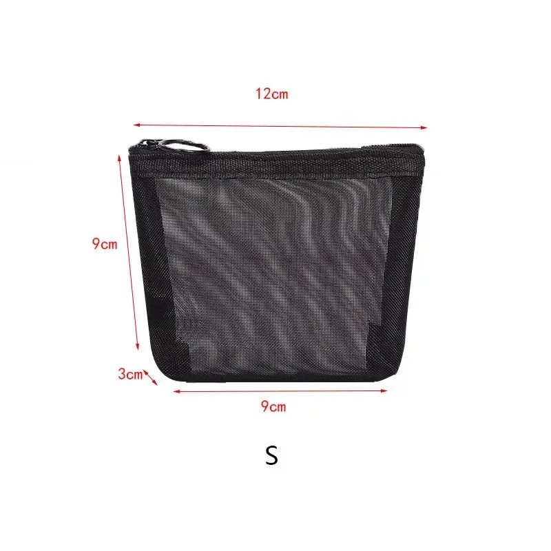 sacs de maquillage de lavage de toilette, trousse de maquillage en maille transparente noire, pochette de rangement, sac à cosmétiques de voyage pour femmes, fermeture éclair décontractée