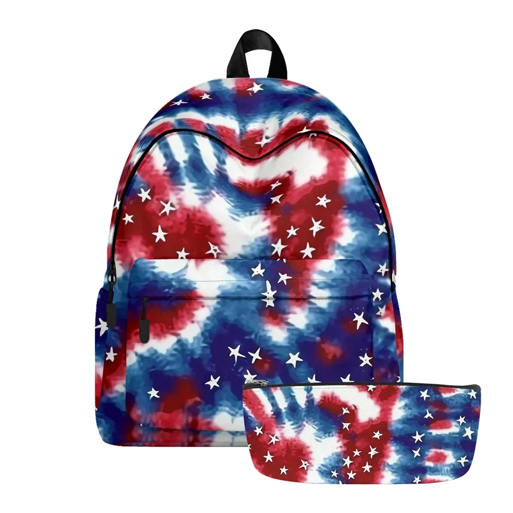sac à dos imprimé à rayures étoiles patriotiques, aigle américain, sacs à crayons, bretelles réglables, sac d'école léger et durable, ensembles de voyage pour adolescents