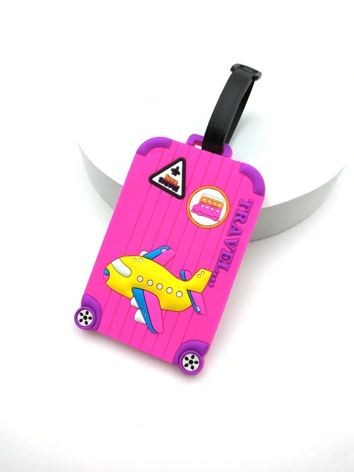 étiquette de bagage en pvc multicolore, conception d'avion créatif, étiquette suspendue de prévention des pertes essentielles de voyage pour hommes et femmes, 1 pièce