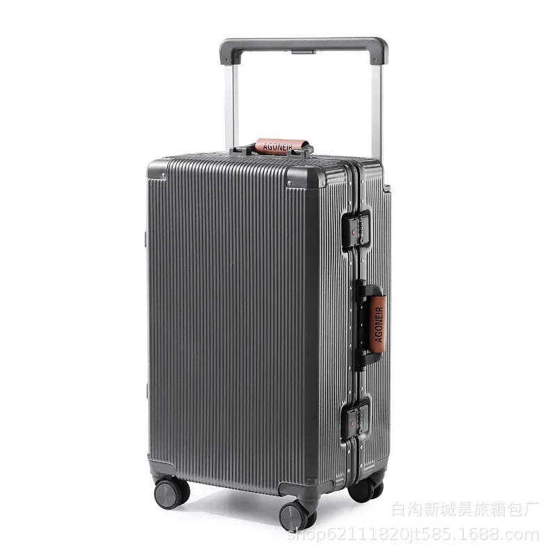valise à cadre en aluminium de 20 pouces, valise de voyage à roulettes universelles de 26 pouces, valise à serrure de 24 pouces pour étudiants (hommes et femmes)