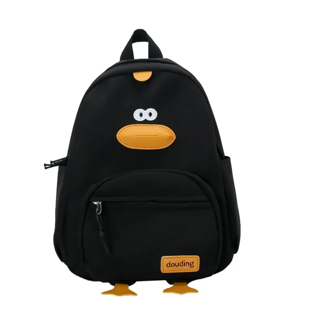 sac de voyage en nylon avec motif de canard de dessin animé, sac à dos à 3 couches avec poches zippées pour tout-petits, sac d'école de grande capacité pour étudiants et filles