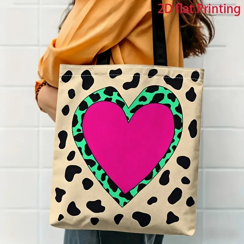 sacs de shopping imprimés double face à motif léopard pour femmes, sac à bandoulière de grande capacité pour les voyages quotidiens, sac pour dames