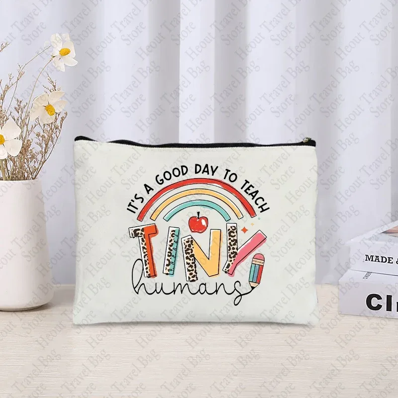 trousse à cosmétiques pour enseignants, sac de maquillage à fermeture éclair, boîte à crayons, rangement de rouge à lèvres, cadeaux de remerciement pour enseignants, retour à l'école, chimzipper