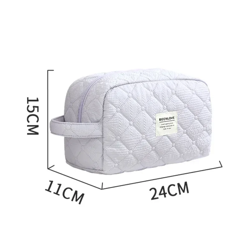 trousse de maquillage matelassurera en coton pour femme, grands sacs à fleurs, poudres cosmétiques mignonnes, sac de rangement d'articles de toilette de voyage
