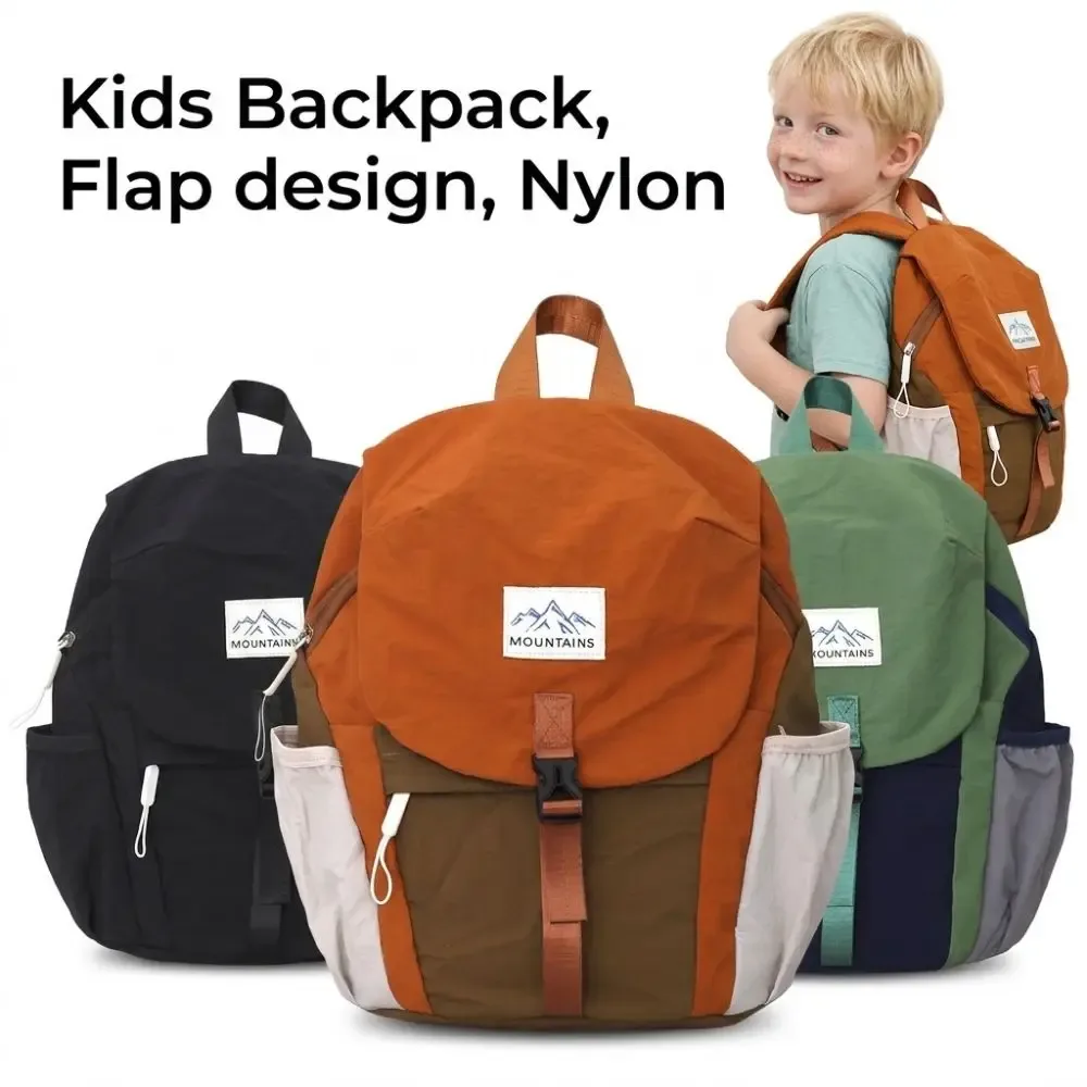 sac à dos léger et élégant pour enfants, séchage rapide, couleur contrastée, sac à rabat tendance, sac d'école imperméable en nylon pour l'école, les activités de plein air et la randonnée