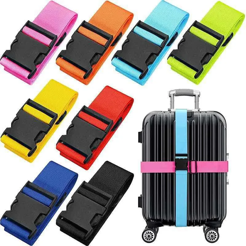 sangles de bagage droites pour valise, ceinture de bagage en polyester avec boucle de déverrouillage réglable, accessoire de voyage
