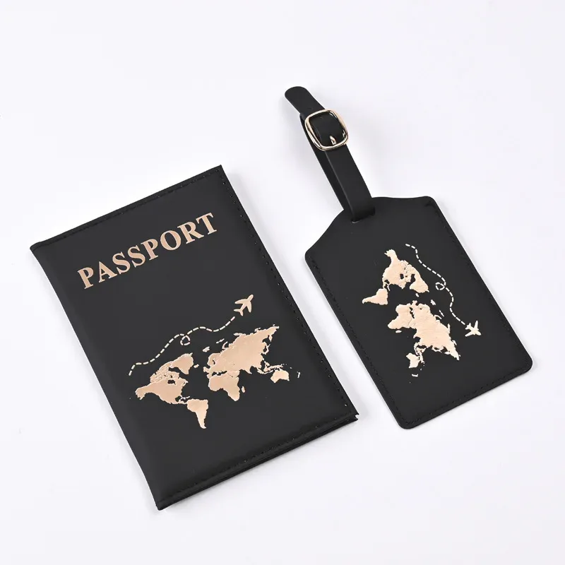 couvertures de passeport de modèle de carte d'unité centrale, ensemble d'étiquette de bagage, protecteur de passeport, étiquettes de bagage, portefeuille de passeport, clip de billet de vol, nouveau, 2024
