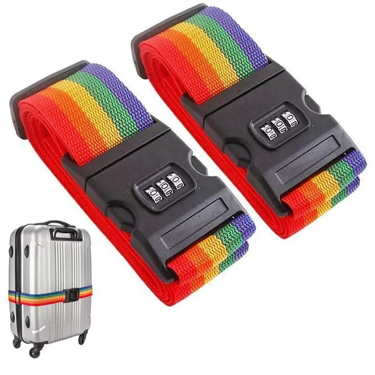 sangle de bagage de voyage 2m, 1 pièce/2 pièces, verrouillage par mot de passe réglable, ceinture d'emballage, verrouillage sécurisé, antivol, ceinture de regroupement