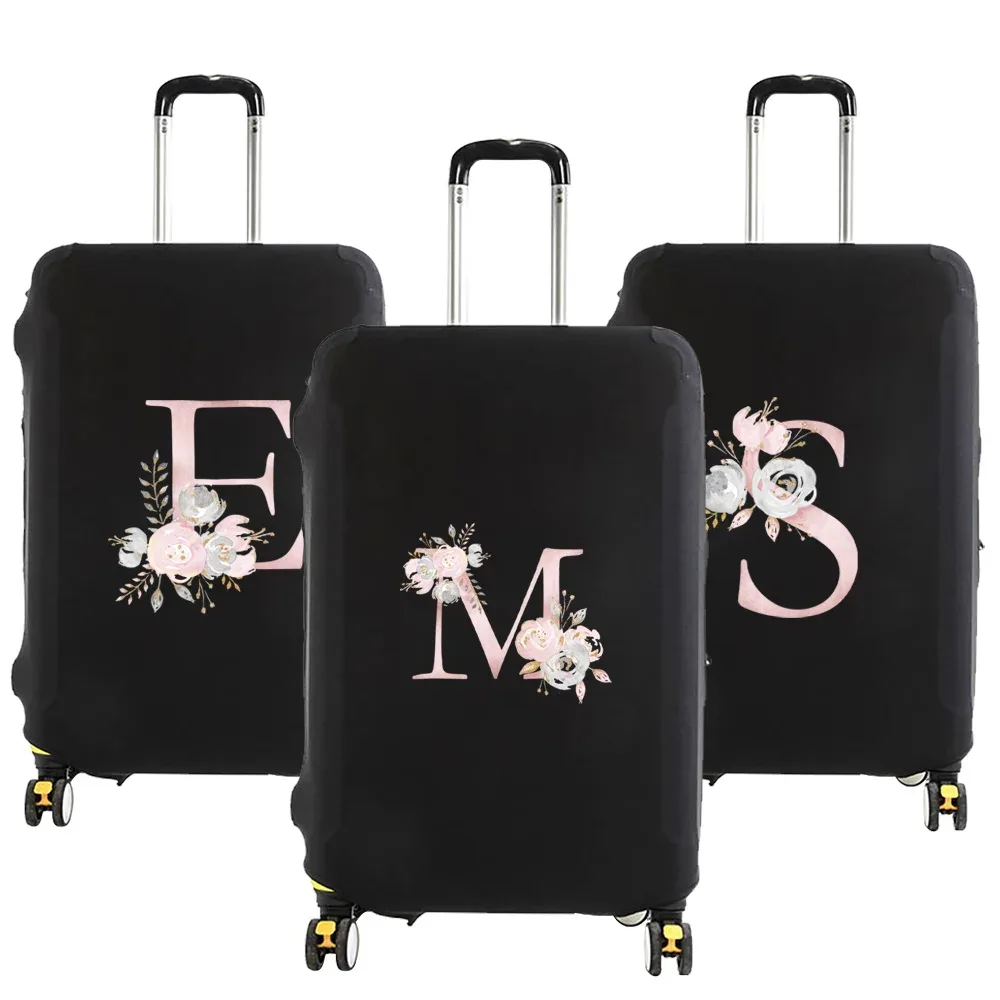 valise à bagages valise housse de protection rose fleur lettre nom motif voyage élastique bagages housse anti-