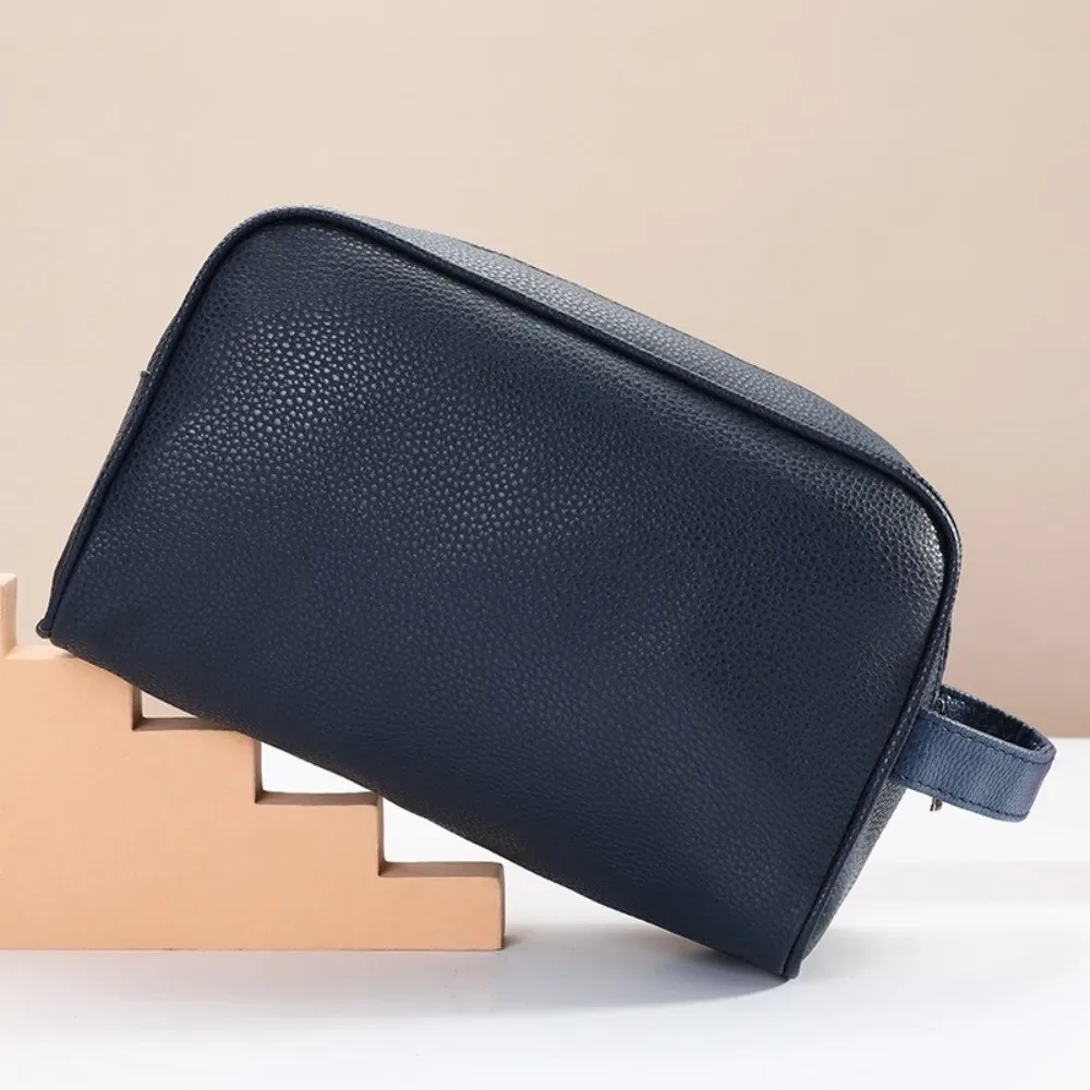 nouvelle trousse de toilette en cuir grande capacité avec fermeture éclair, sac de voyage portable, trousse de maquillage lavable en pu, rangement cosmétique