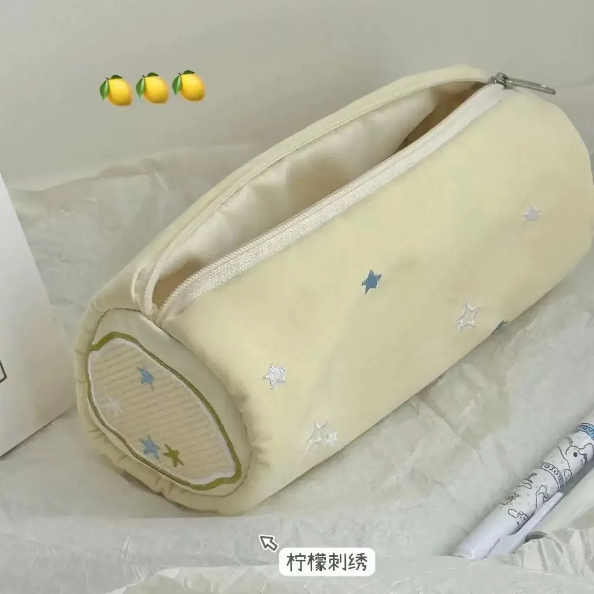 trousse à crayons en rouleau de serviette rose, sac de rangement pour stylos souples kawaii, pochette à cosmétiques, dessin animé, grande capacité, papeterie fournitures scolaires pour étudiants