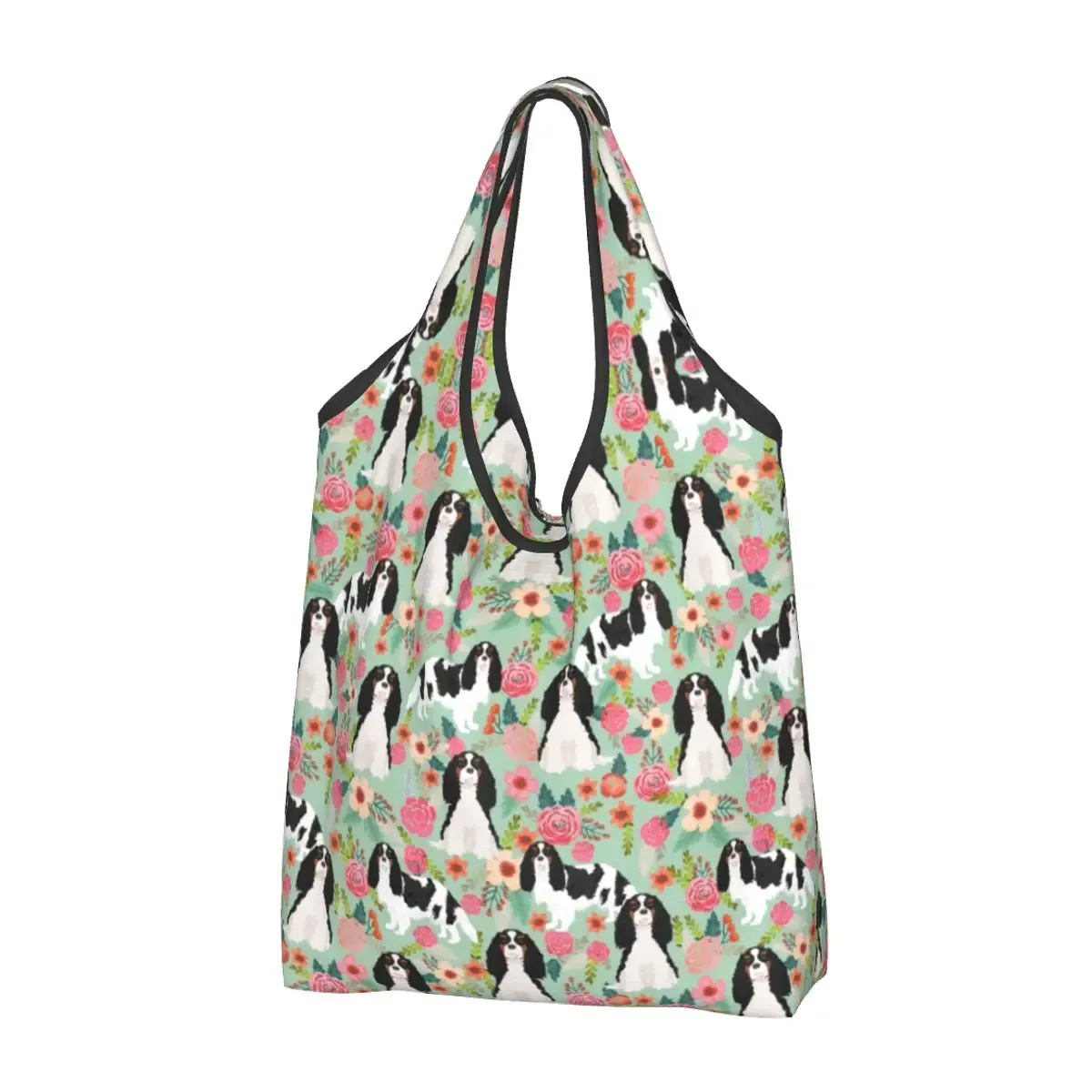 cavalier king charles épagneul groupe familial épicerie sac fourre-tout kawaii chien épaule shopper sacs grande capacité sacs à main