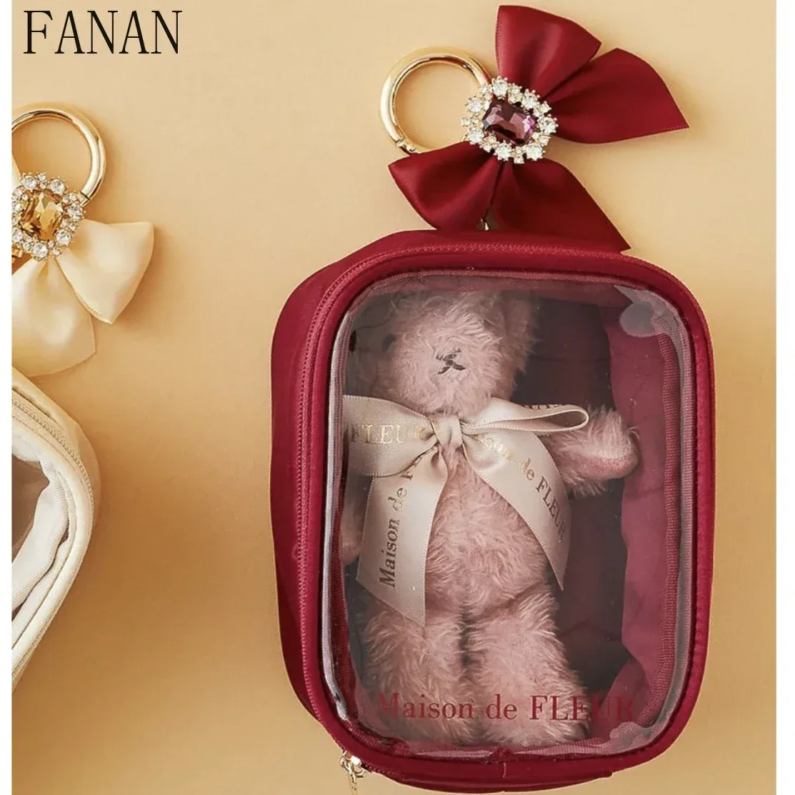 trousse de maquillage estivale pour femme, style japonais doux et mignon, fermeture éclair, nouveauté 2025, sacs de rangement suspendus macaron pour femmes