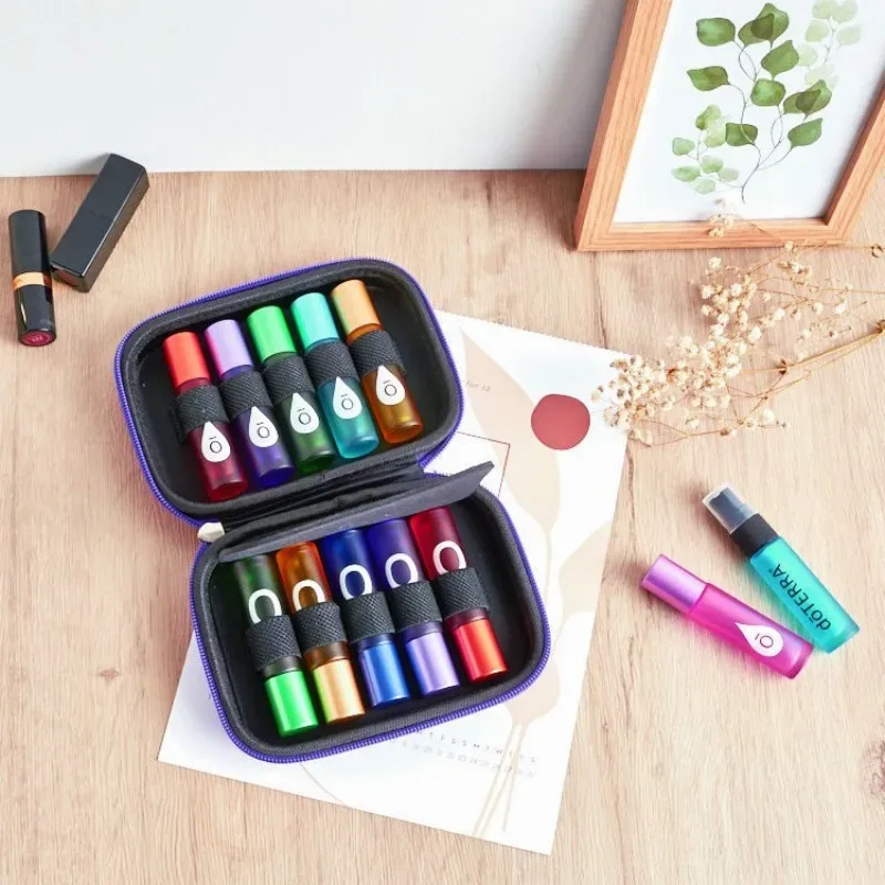 sac de rangement pour huiles essentielles en eva, 10 pièces, pour bouteilles à bille de 5ml et 10ml, compatible avec doterra, étui de transport portable antichoc
