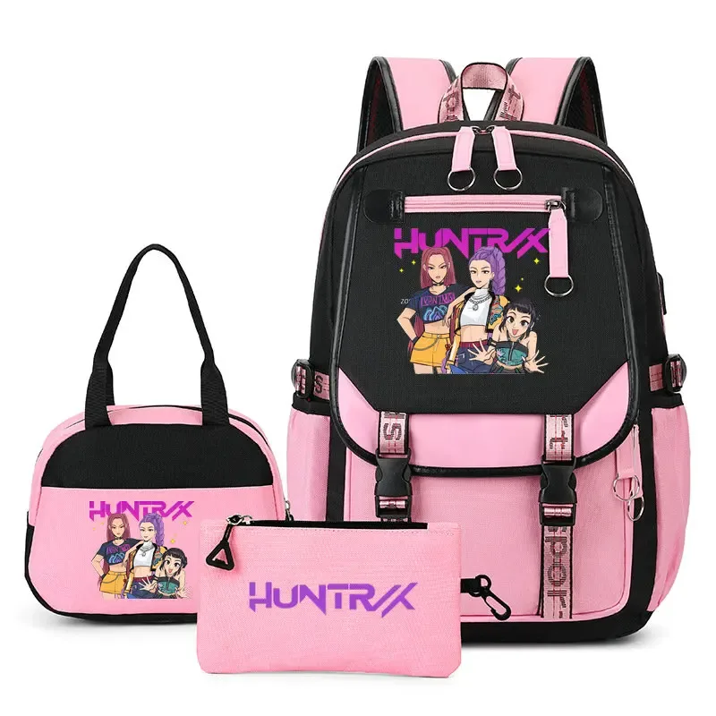 sacs à dos imprimés kpop demon hunters pour adolescentes, sacs à bandoulière, trousse à crayons, ensemble de sacs d'école pour étudiants, mochila de voyage