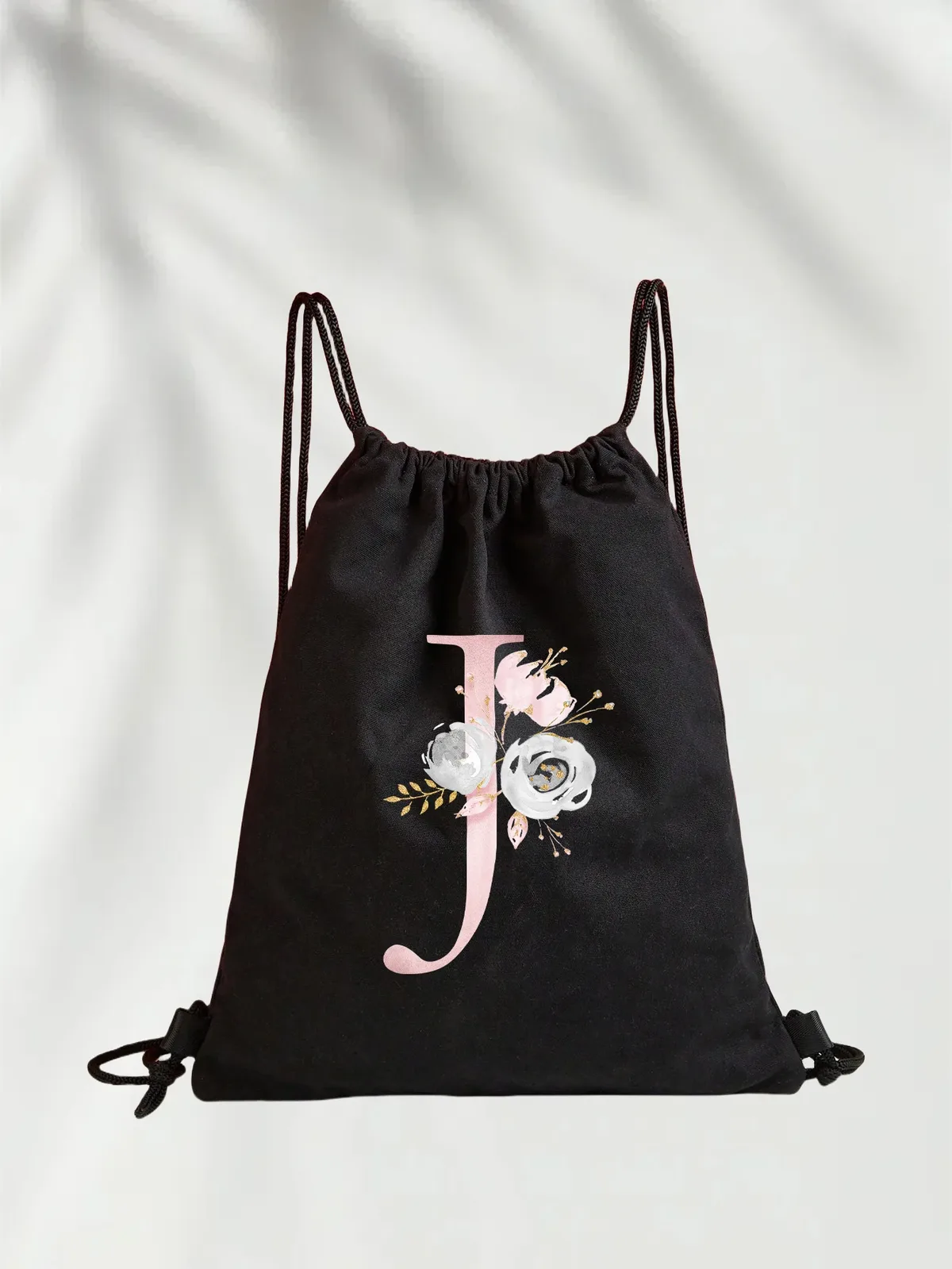 sac à dos léger unisexe à cordon de serrage pour le sport et le fitness, les voyages en plein air et les étudiants avec motif de nom de lettre initiale