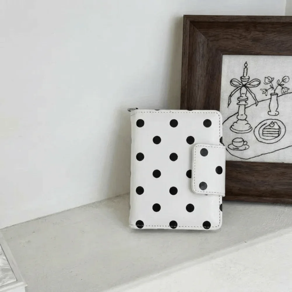porte-passeport multifonctionnel à pois, porte-cartes multi-fentes, sac de rangement pour cartes noir et blanc, design fin et léger