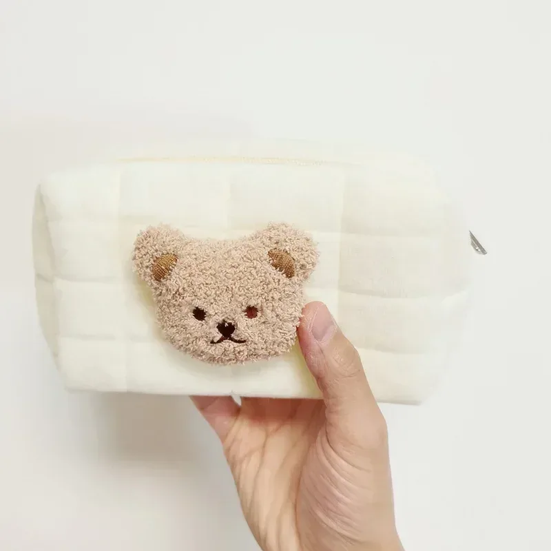 trousse de toilette portable ours mignon pour bébé, sacs à cosmétiques, pochette à couches, organisateur d'articles pour bébé, sac à cluth en coton réutilisable pour maman