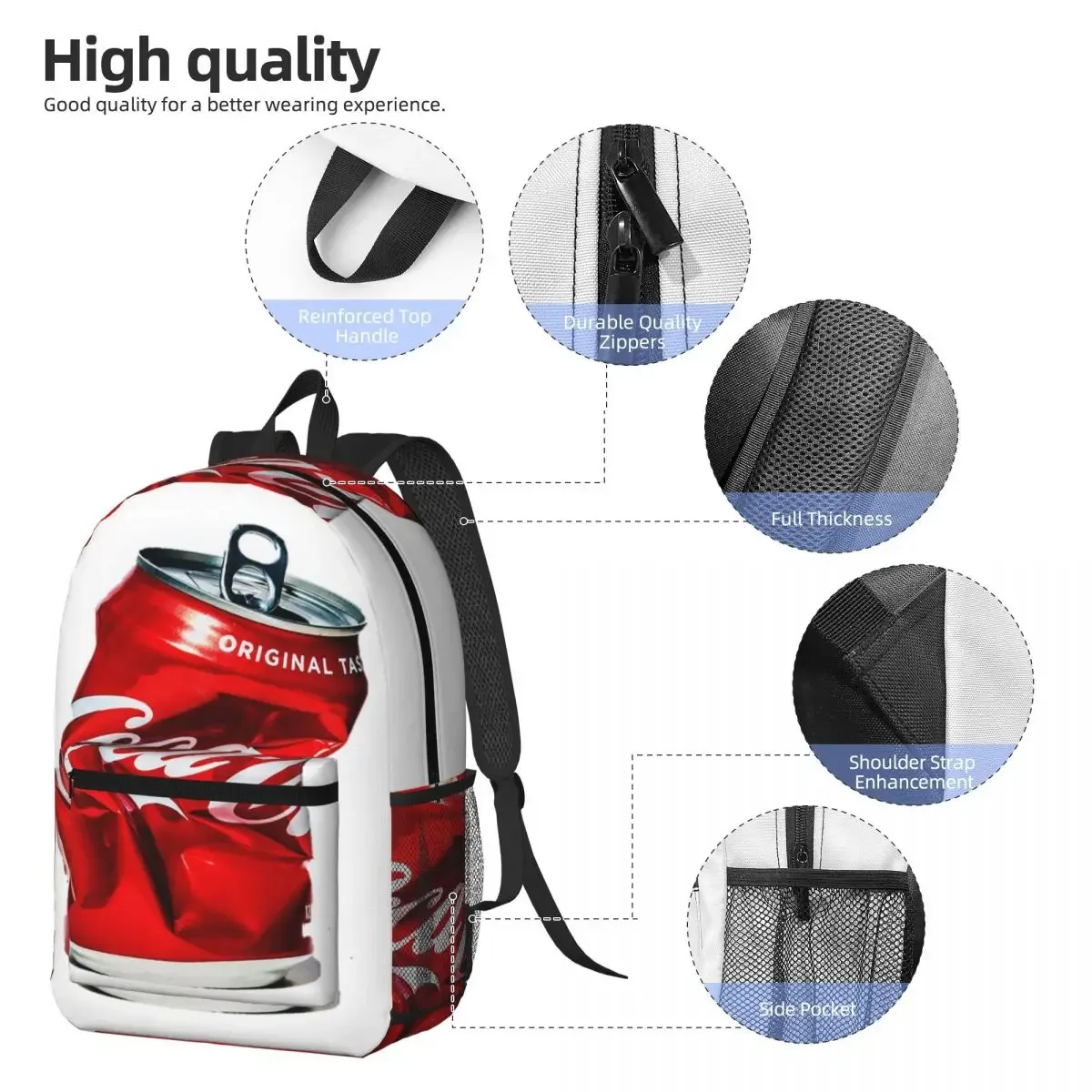 sac à dos coca cola pour étudiants, sac d'école, sac à dos de randonnée, sac à dos de voyage pour garçons et filles, sac à bandoulière