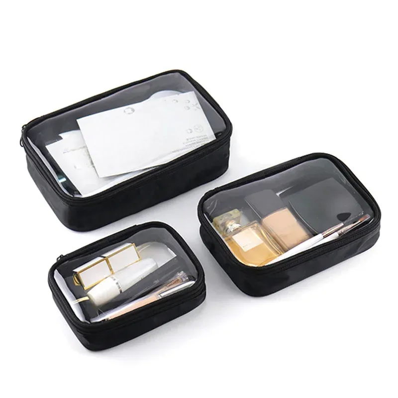 trousse de maquillage imperméable en pvc transparent pour femmes, trousse de voyage à cosmétiques, trousse de maquillage, sacs pour hommes, pochette de rangement pour brosses de toilette