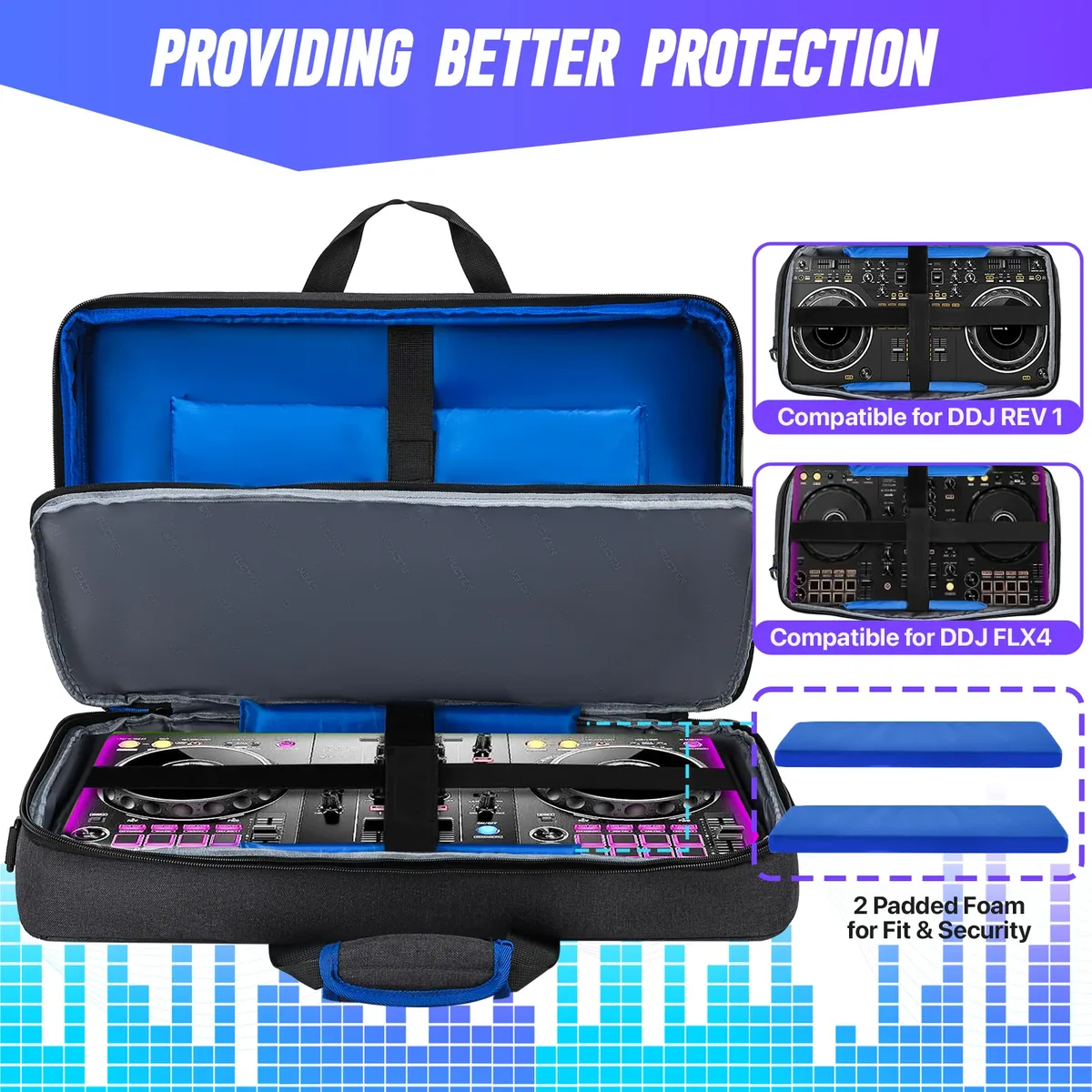 sacs de rangement rembourrés pour contrôleur dj portable, protection pour dj compatible ddj-400 ddj-flx4 ddj-rev 1, sac de protection pour platines dj
