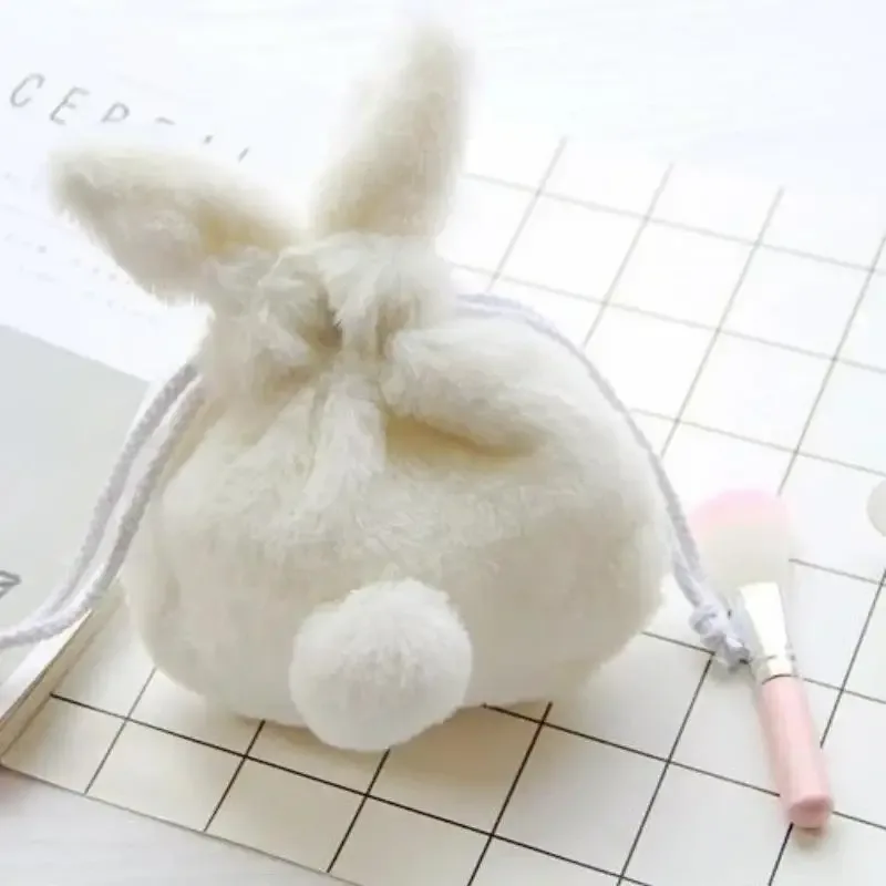 sac à cordon avec oreilles de lapin, pochette de rangement, organisateur de cosmétiques portable et mignon pour les voyages et les fournitures domestiques