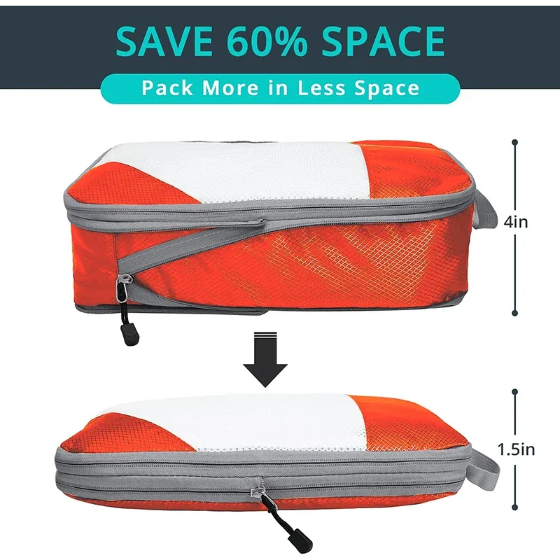 sac d'emballage de voyage portable, sac de rangement de compression de vêtements imperméables épaissis, sacs de voyage pour chaussures et vêtements, cube d'emballage, ensemble de 4 pièces