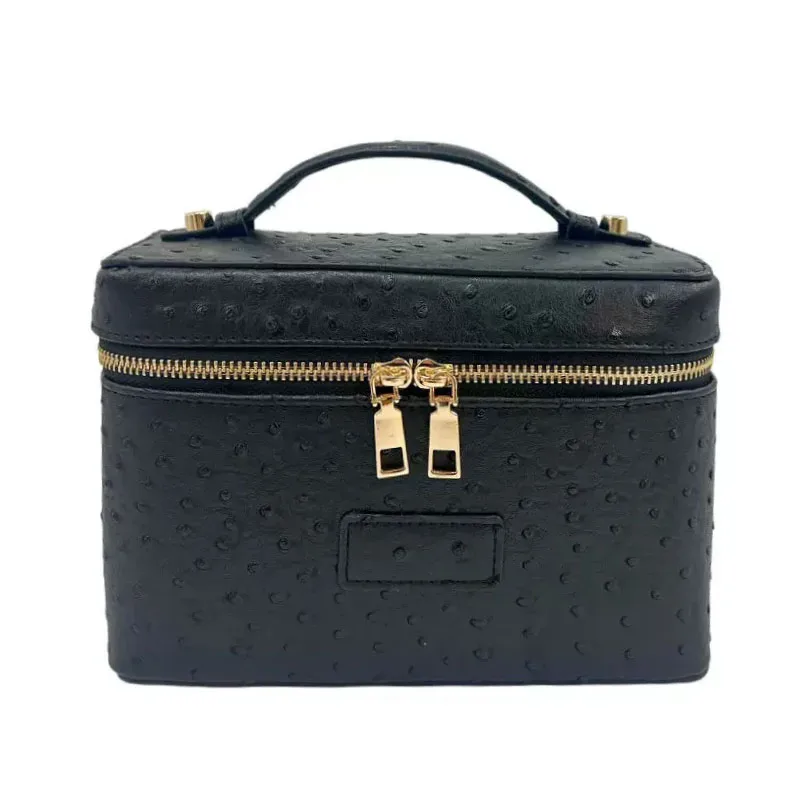 trousse de toilette de voyage personnalisable à motif d'autruche, organisateur de maquillage portable suspendu, trousse de toilette pour femmes