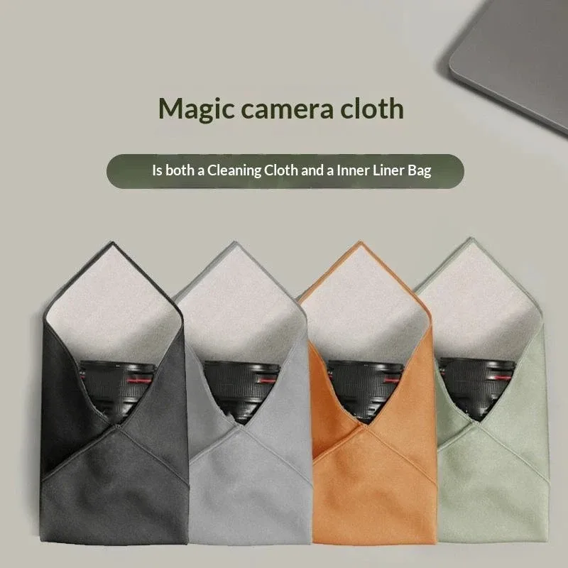 sac de rangement pliable auto-adhésif pour appareil photo, tissu d'emballage en peluche, enveloppe de protection pour appareil photo, anti-rayures