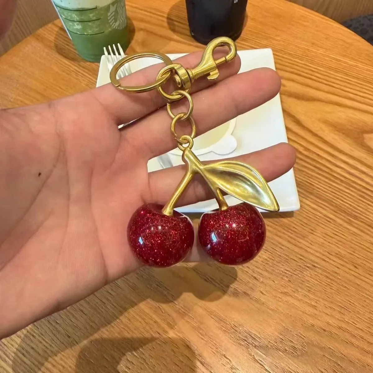 Porte-clés cerise rouge, pendentif de sac, rallonge de bandoulière, chaîne d'extension de sac, accessoire de sac bandoulière, chaîne pour sac à écouteurs