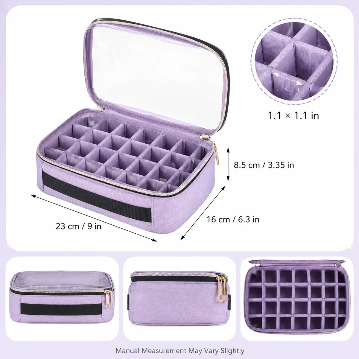 sac de rangement pour outils de manucure, grande capacité, avec trois pochettes amovibles, rangement pour flacons de vernis, pour manucures, cadeau de voyage, beauté