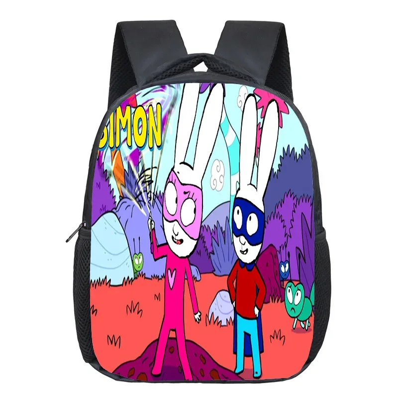 sac à dos scolaire simon super rabbit pour garçons et filles, motif dessin animé amusant, sac à dos enfant, sac à dos anime, sac à dos imprimé 3d, mochila