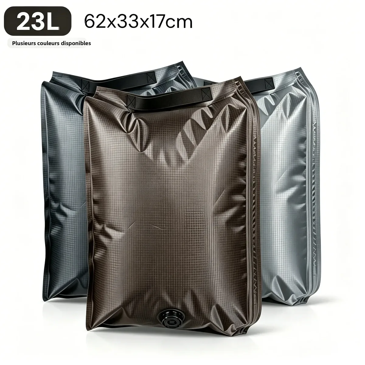 tissu vide compression pack 3d hermetique auto compression pet pe 12l 23l anti rayure abrasion, sans pompe reutilisable maison voyage bagage organisateur noir gris marron pliable compact durable leger valve unique