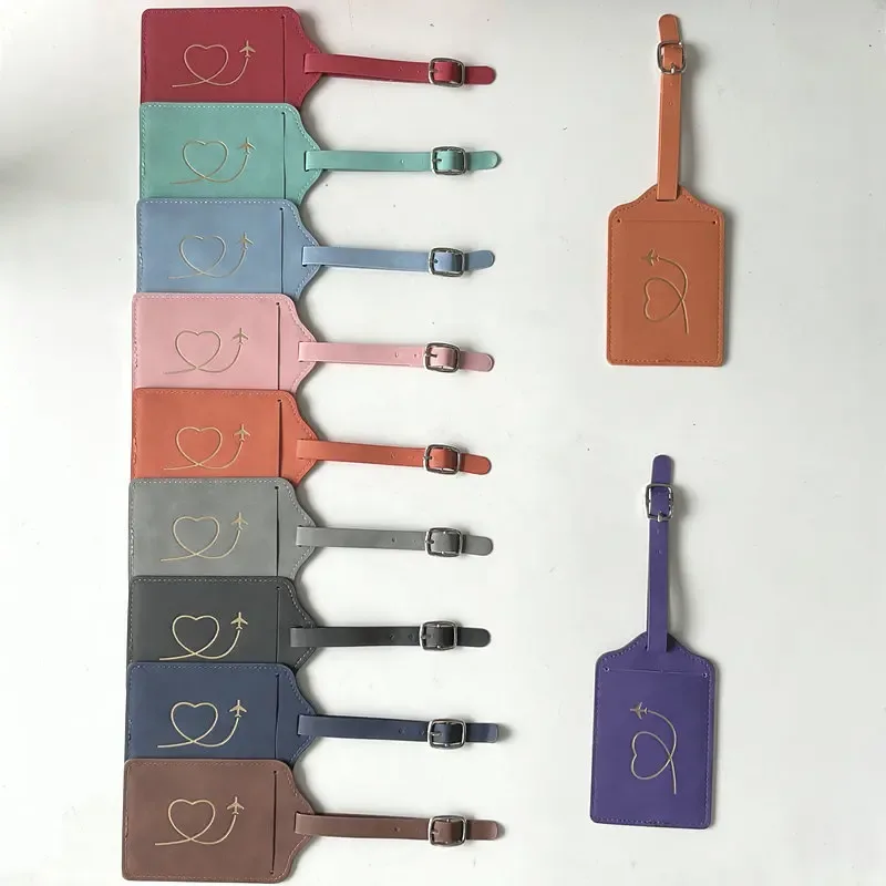 étiquette de bagage créative en pu pour femmes et hommes, étiquettes de valise, nom, identification, adresse, étiquettes de sac pour bagages, accessoires de voyage