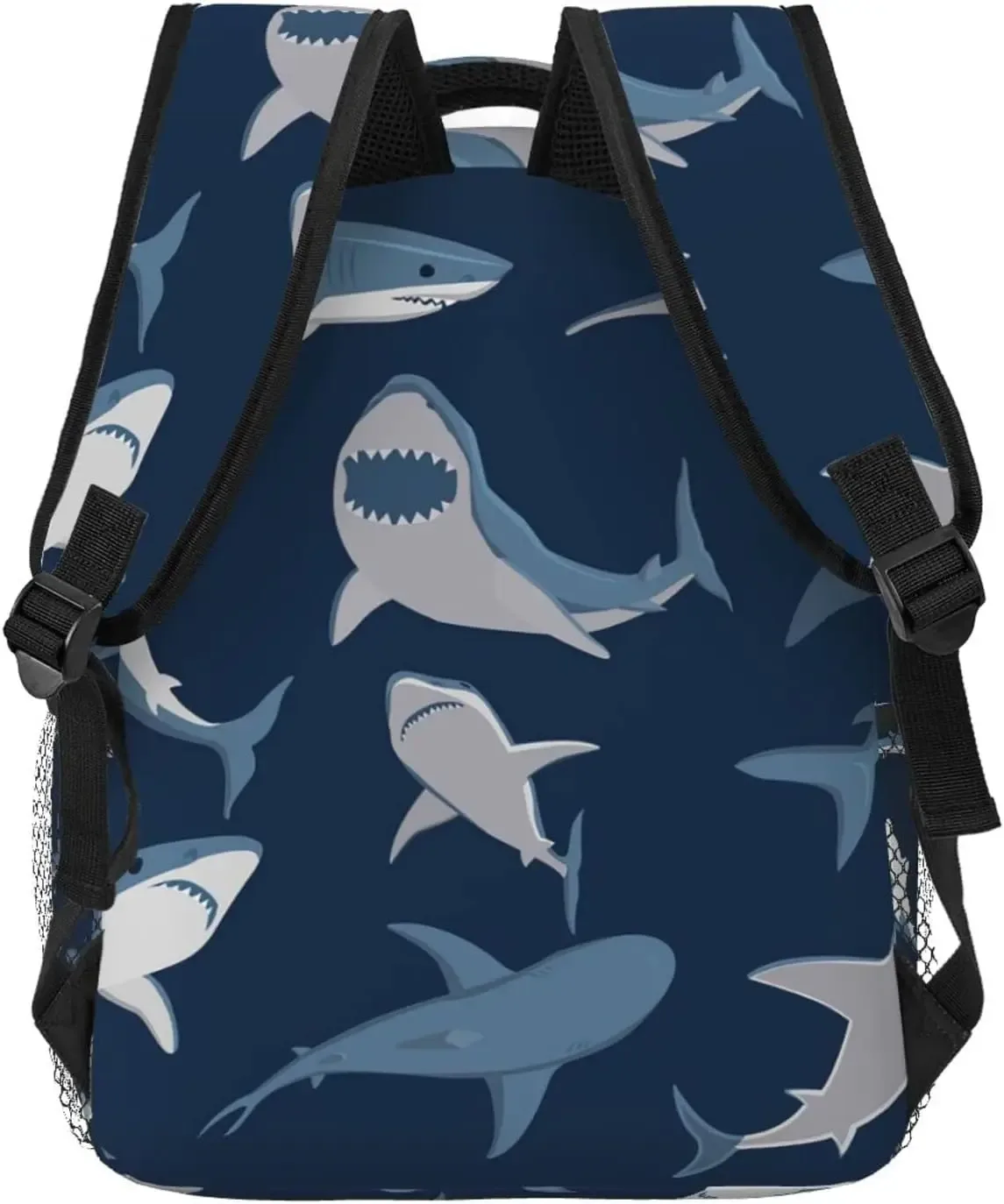 bleu dessin animé requin élégant sac à dos décontracté sac à dos sacs à dos pour ordinateur portable poches ordinateur sac à dos pour le travail voyage d'affaires