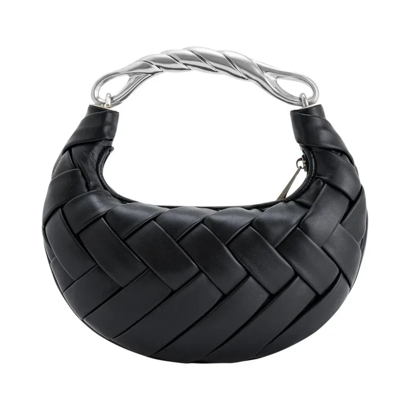 sac bandoulière tissé de luxe en forme de dumpling, sac à main artisanal, petit sac à bandoulière décontracté de créateur pour femme