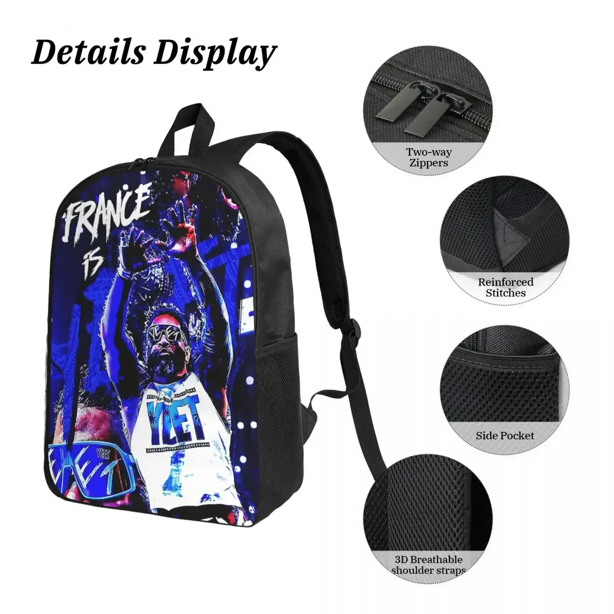 jey uso yeet art sac à dos étudiant garçons filles bookbag sac d'école ordinateur portable sacs à bandoulière 3ps sac à déjeuner isolé trousse à crayons