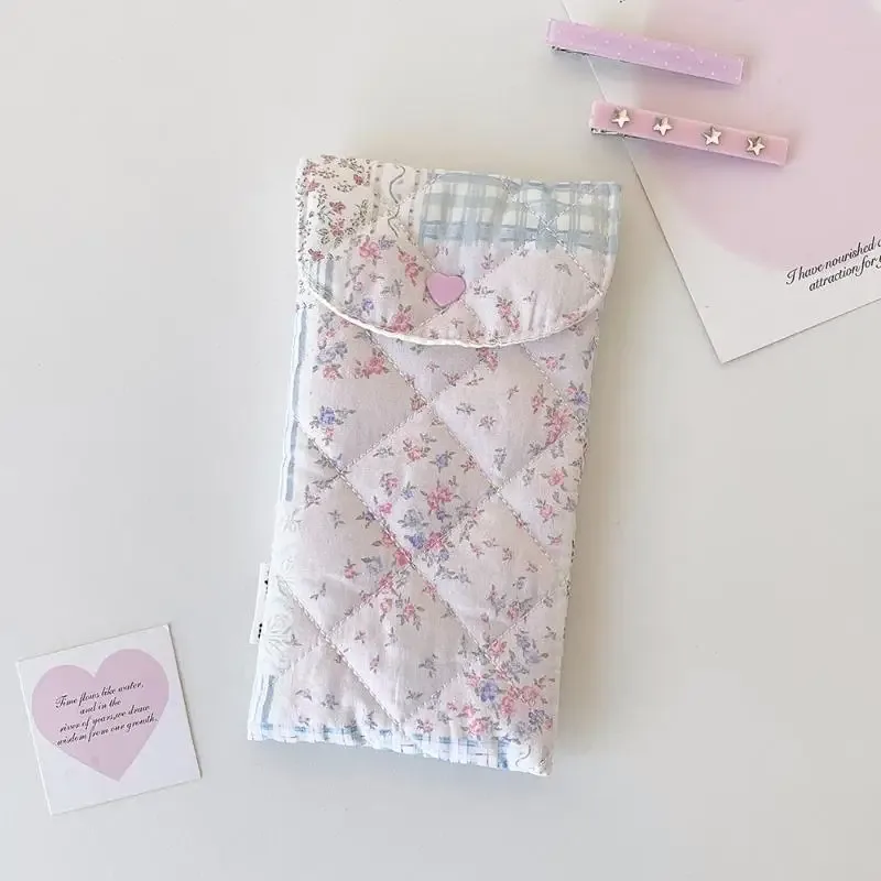 1 pièce trousse à stylos à motif floral et nœud, sac de rangement portable pour lunettes, trousse de maquillage de voyage grande capacité, pour étudiants et jeunes filles, cadeau