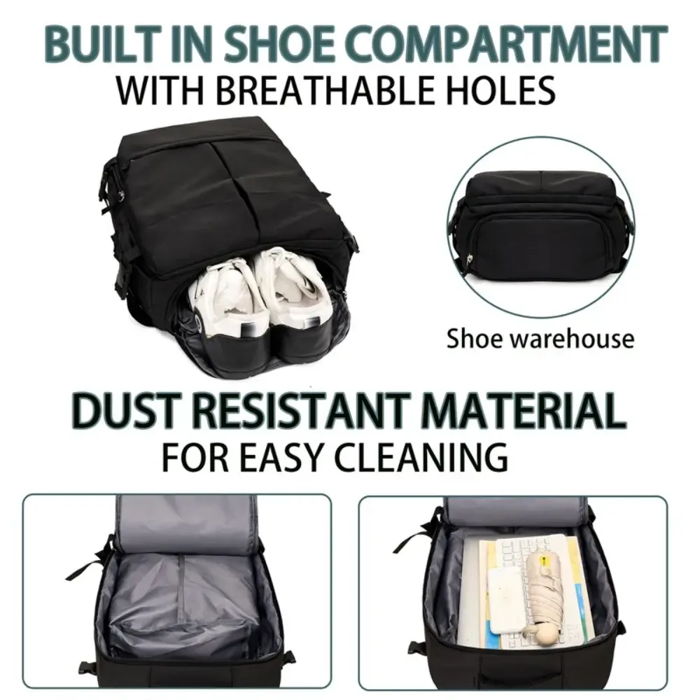 sac à dos de voyage grande capacité, ouverture à clapet, léger, avec sangles de compression latérales, compartiment séparé pour ordinateur portable
