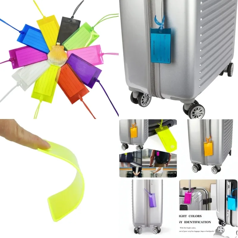 étiquette de bagage de voyage en pvc souple, 10 pièces, couleur avion, silicone, vente en gros, accessoires d'étiquette de valise, nom de sac, manchon de carte d'étiquette d'air