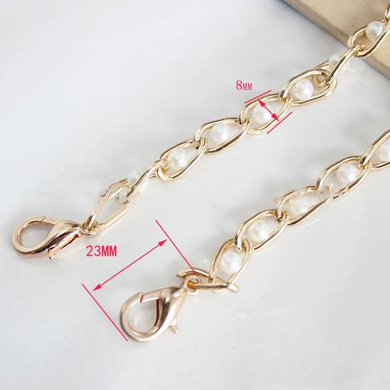 sangle de sac à main en perles, 1 pièce, pour ceinture, bricolage, poignées de remplacement, chaîne en métal avec perles mignonnes, accessoires de sac, fermoir doré, nouvelle collection